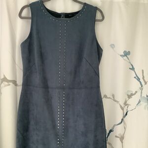 WHBM Elegant Blue Faux Suede Sleeveless Dress
